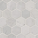 Carrara White 2" Hexagon Polished